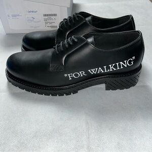 Off-White black chunky heel loafer “For Walking” combat derby NIB size 44